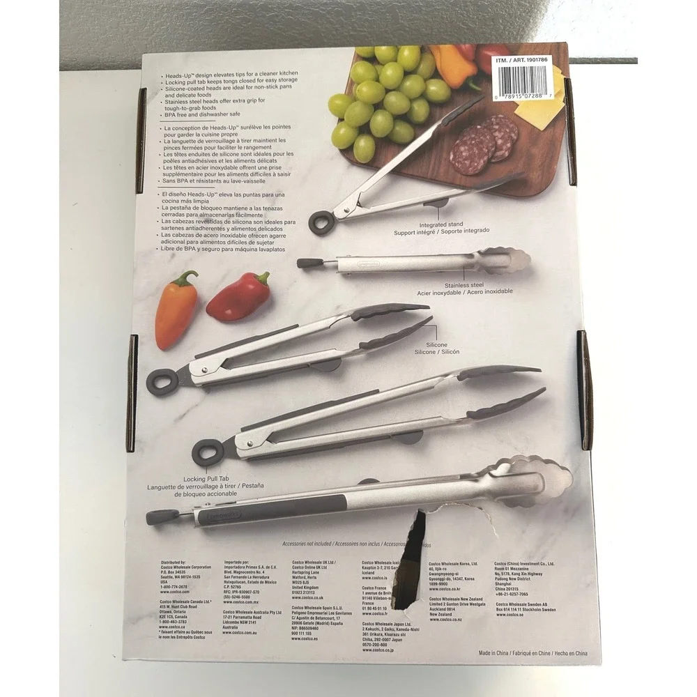 PrepWorks Silver Silicone Heads-Up Cooking Tongs Set 5 Piece